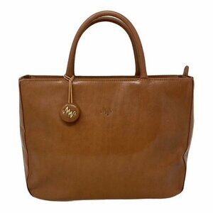 Monsac Womens Tote Bag Brown Leather Phone Pocket Full Zipper Dual Handle